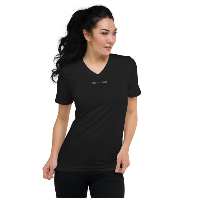 HOPE IS RISING - Embroidered Unisex Short Sleeve V-Neck T-Shirt